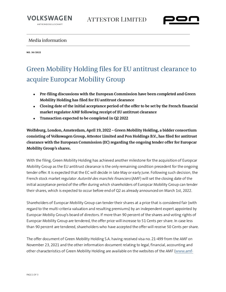 PM - Green-Mobility-Holding-files-for-EU-antitrust-clearance-to-acquire-Europcar-Mobility-Group