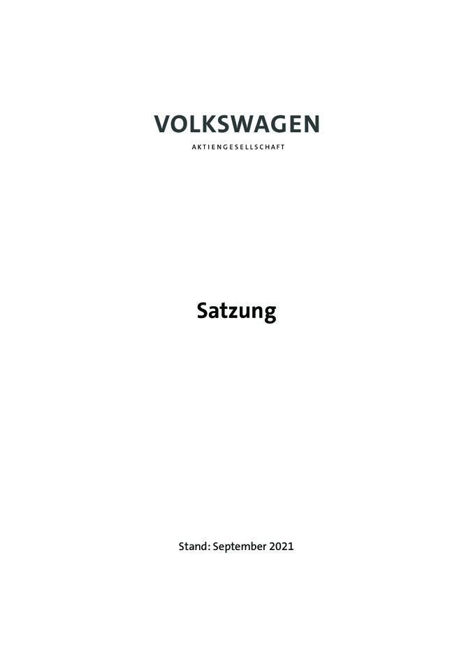 Satzung Volkswagen AG (Stand September 2021)