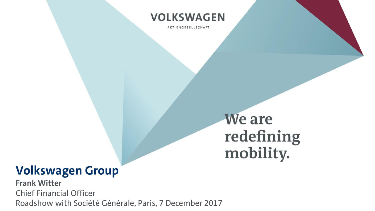 Volkswagen Group Presentation - Roadshow with Société Générale