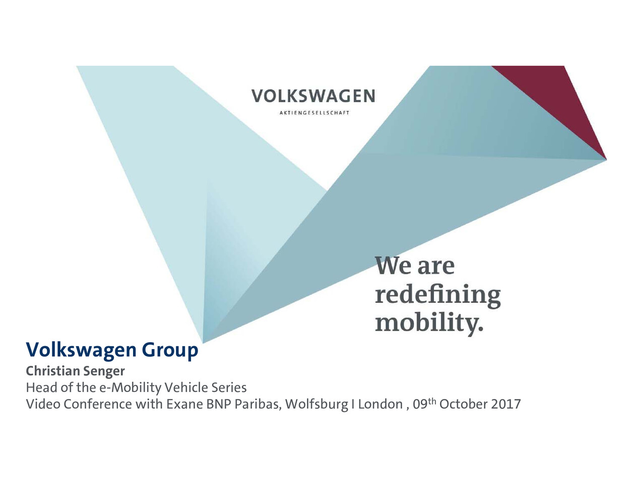 Volkswagen Konzern Präsentation - Exane BNP Paribas Investor Video Call