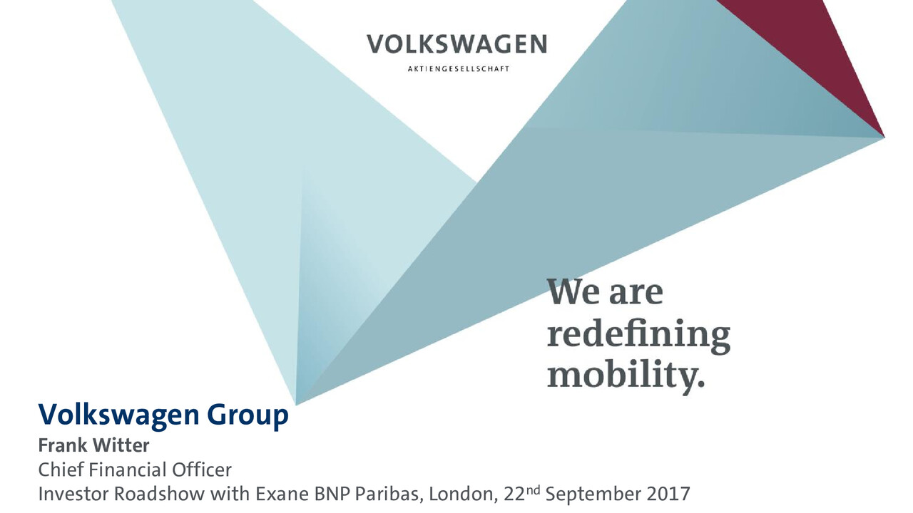 Volkswagen Group Presentation - Exane BNP Paribas Investor Video Call