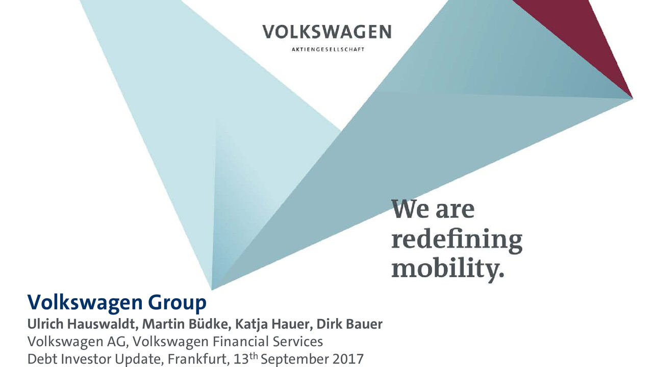 Volkswagen AG, Volkswagen Financial Services Präsentation - Debt Investor Update