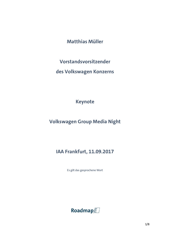 Volkswagen Group Media Night - IAA Frankfurt