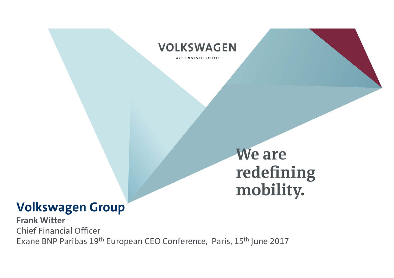 Volkswagen Group Presentation - Exane BNP Paribas 19th European CEO Conference