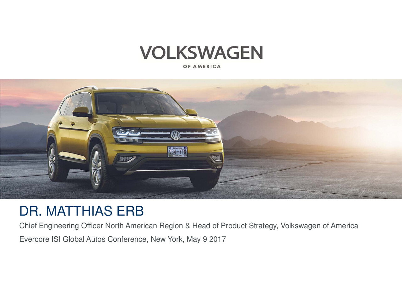Volkswagen Group of America Presentation - Evercore ISI Global Autos Conference