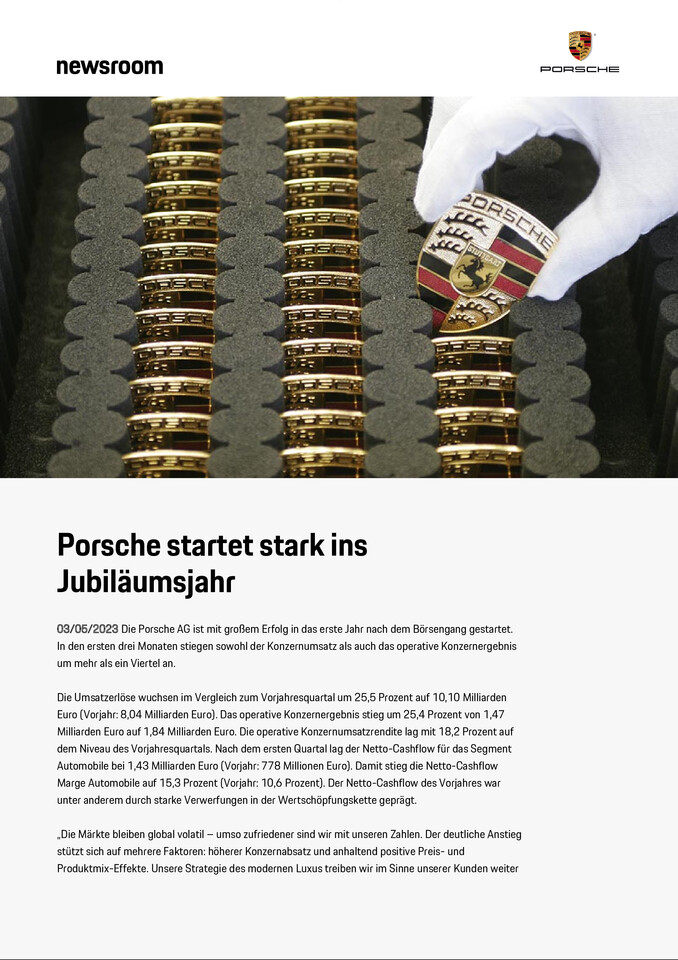 Porsche startet stark in Jubiläumsjahr