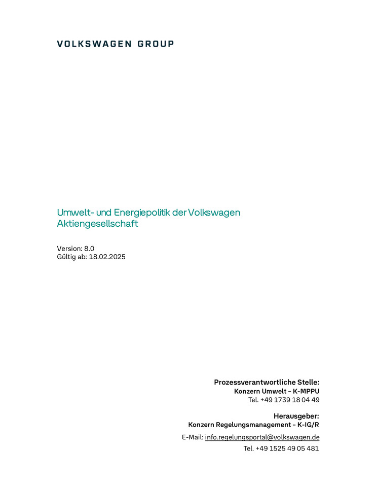 Umwelt- und Energiepolitik der Volkswagen Aktiengesellschaft