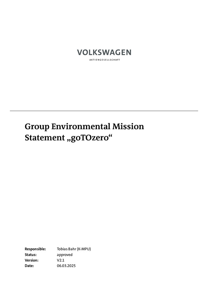 Konzern Leitbild Umwelt „goTOzero“