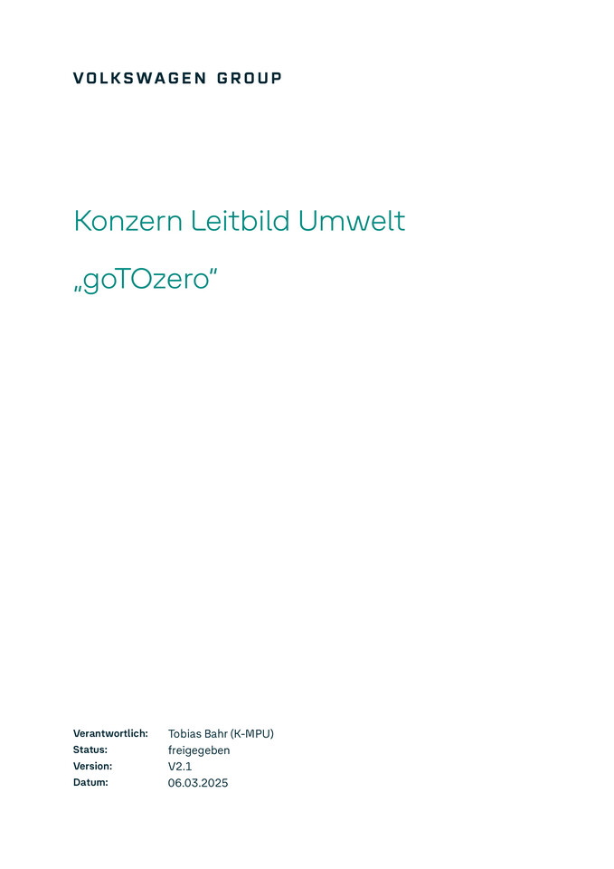 Konzern Leitbild Umwelt „goTOzero“