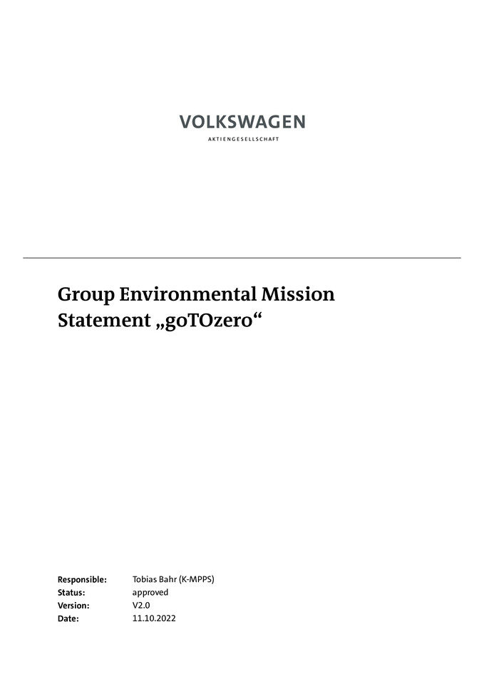 Group Environmental Mission Statement „goTOzero“