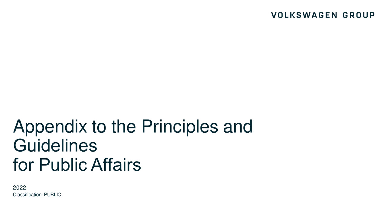 Appendix to the Principles and Guidelines for Public Affairs