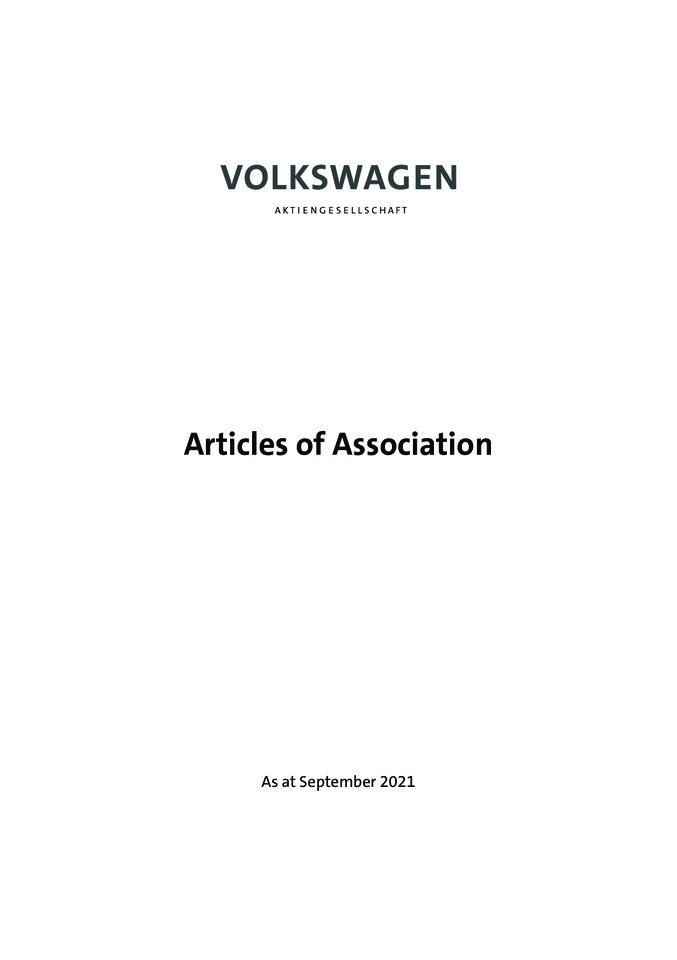 Articles of Association of Volkswagen Aktiengesellschaft