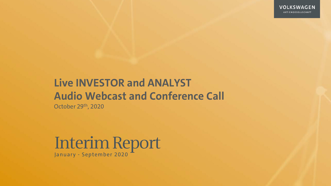 Live INVESTOR and ANALYST Audio Webcast and Conference Call