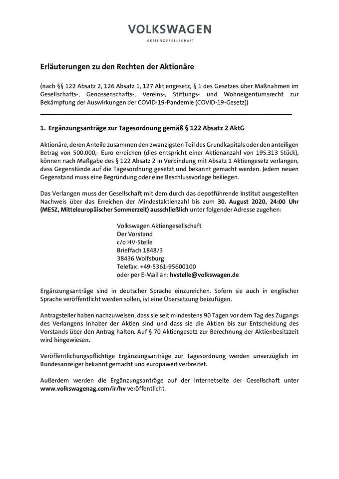 Information on Shareholders' Rights