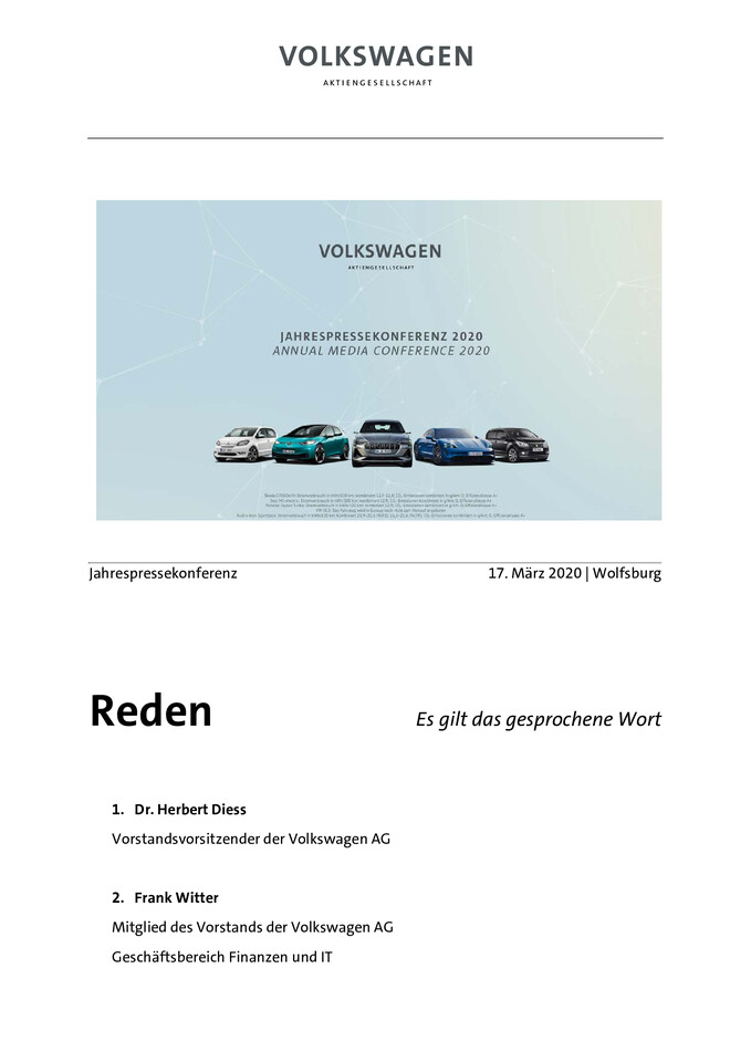 Reden und Präsentationen Jahrespressekonferenz 2020
