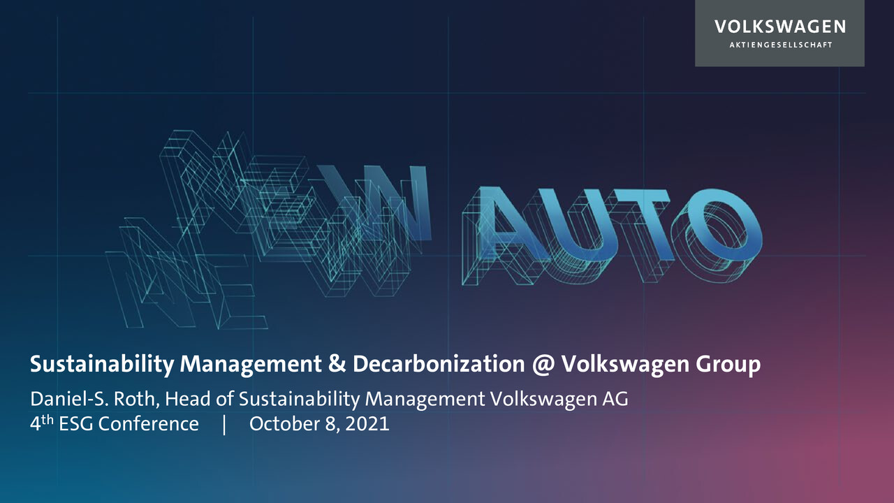 Sustainability Management & Decarbonization @ Volkswagen Group, Präsentation von Daniel-S. Roth (Englisch)