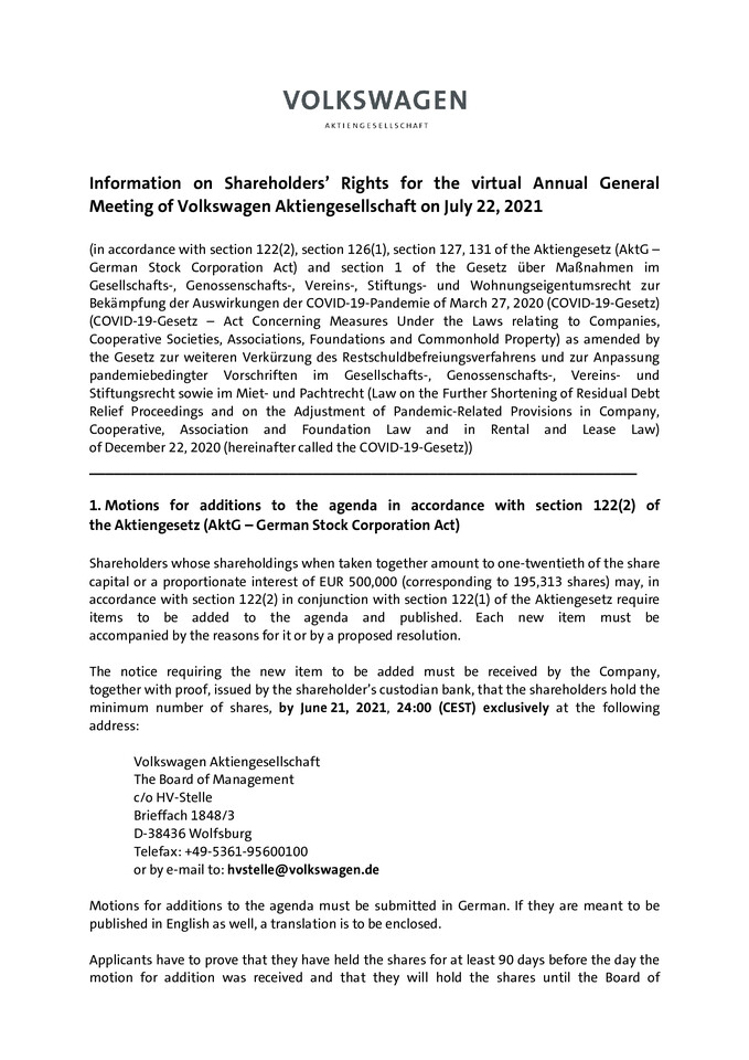 Information on Shareholders` Rights
