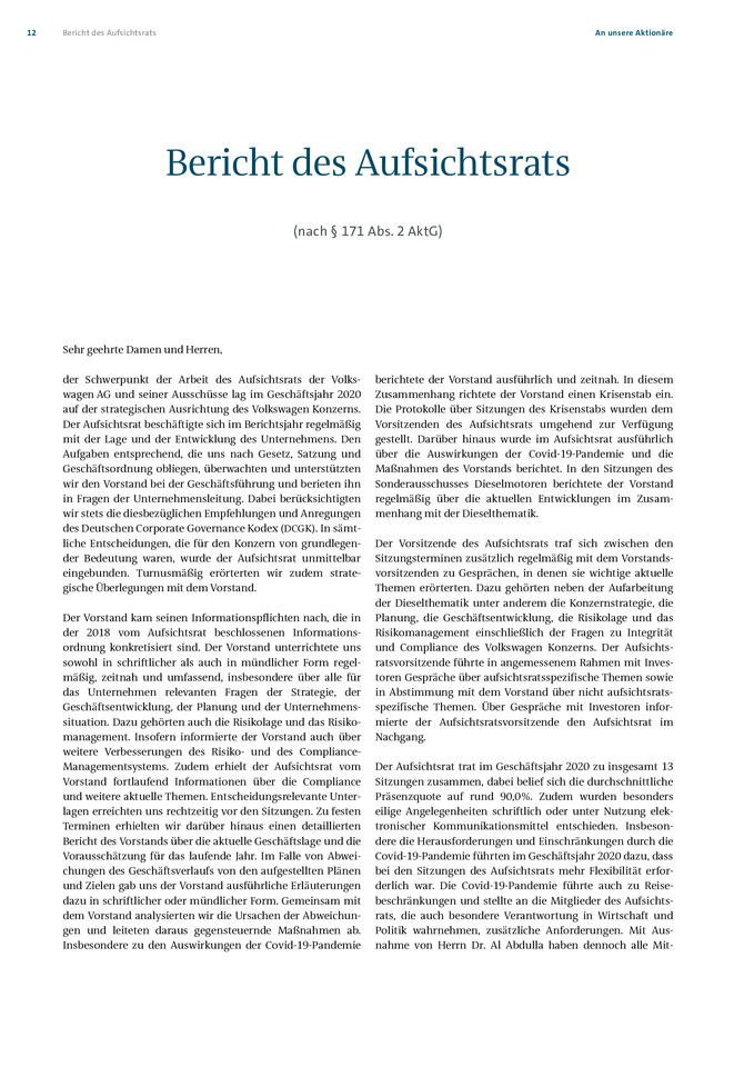 Bericht des Aufsichtsrats für das Geschäftsjahr 2020