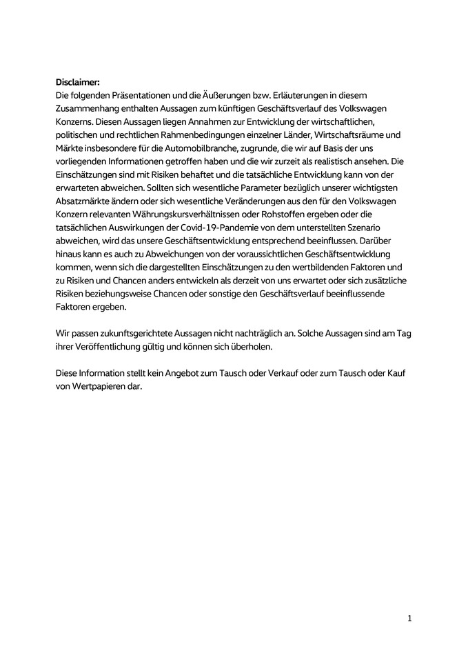 Volkswagen Marke Rede - Jahrespressekonferenz 2021 Wolfsburg, Rede von Ralf Brandstätter