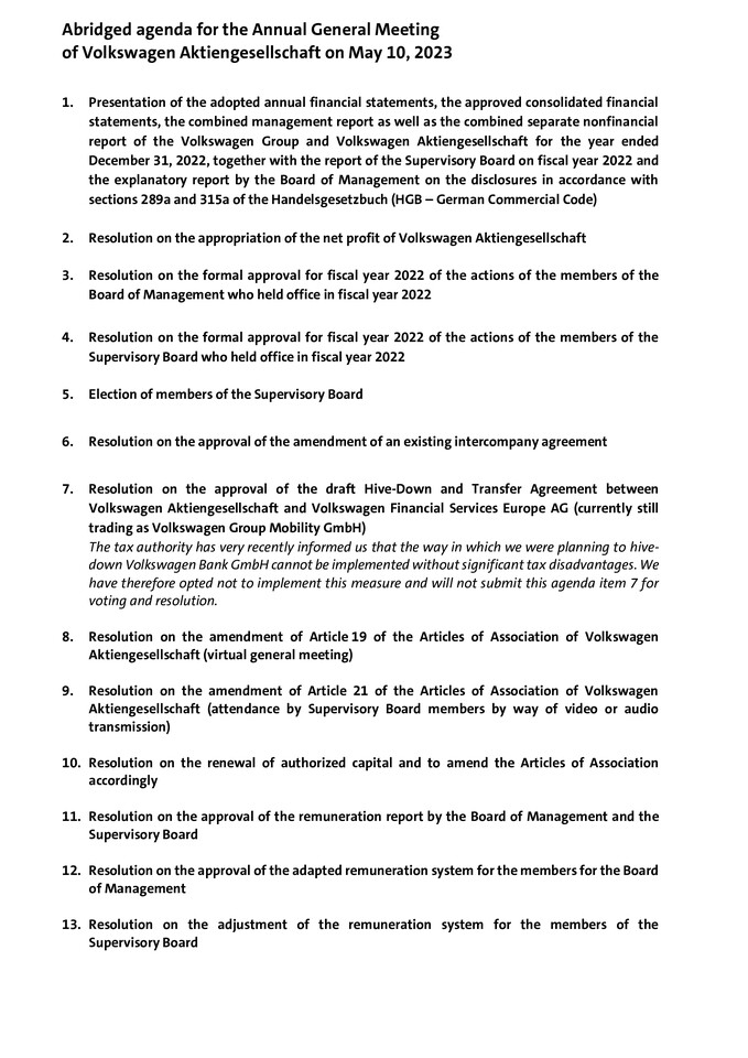 Agenda items