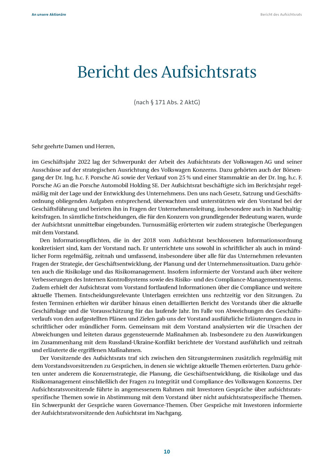Bericht des Aufsichtsrats für das Geschäftsjahr 2022