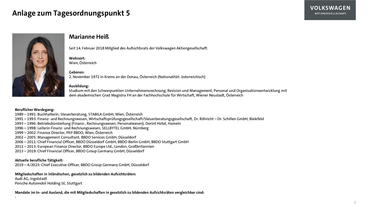Lebenslauf von Frau Marianne Heiß