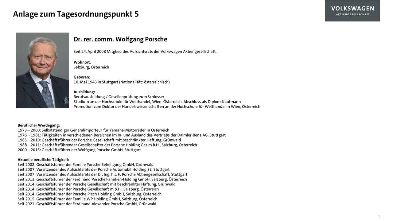 Lebenslauf von Dr. Wolfgang Porsche