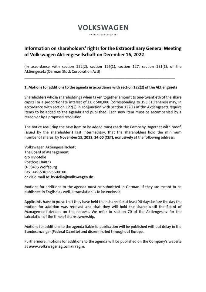 Information on Shareholders` Rights