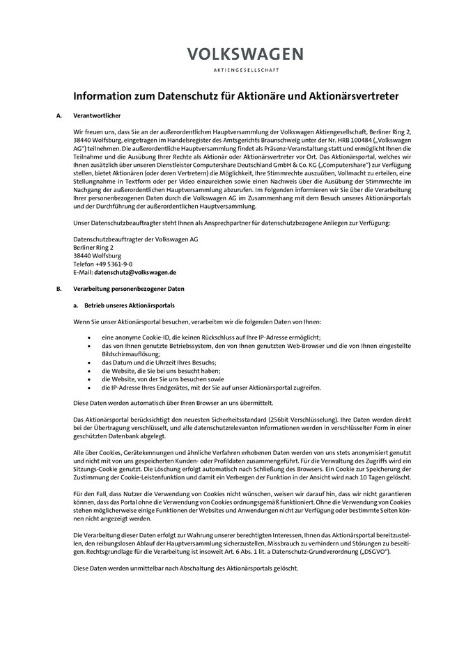 Informationen zum Datenschutz
