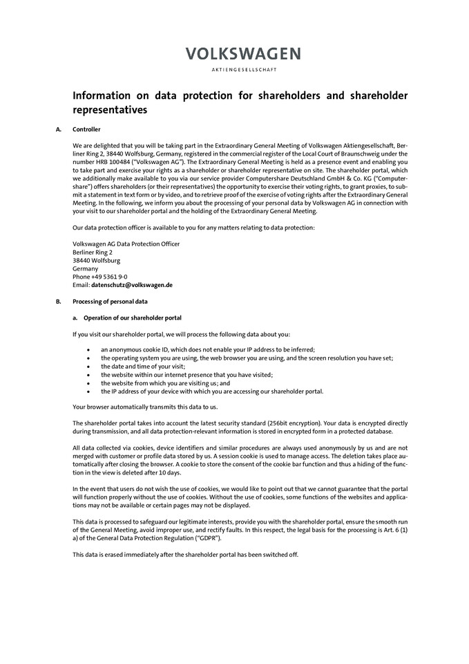 Information on Data Protection
