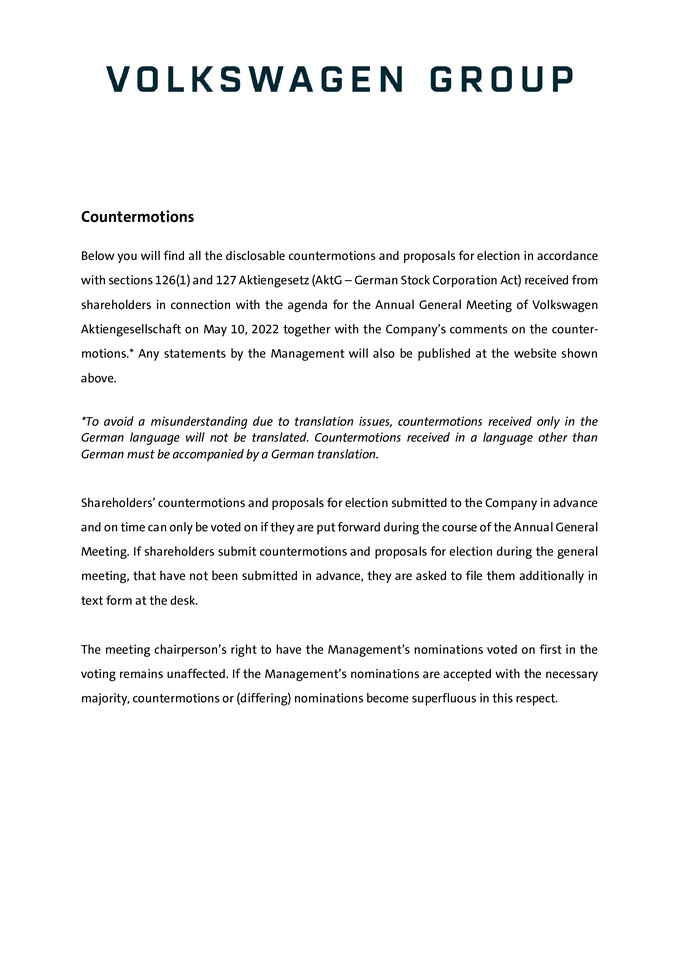 Countermotions and Election Proposals