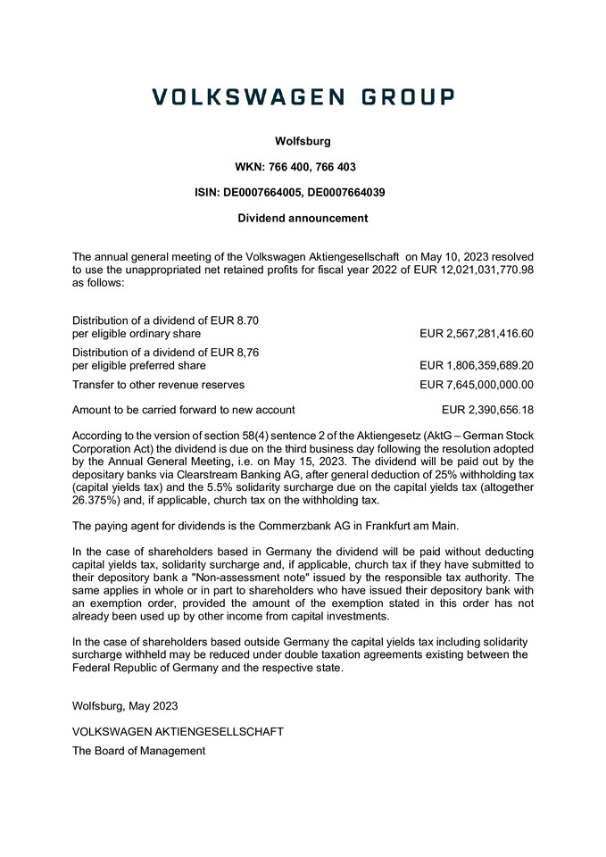 Dividend Announcement
