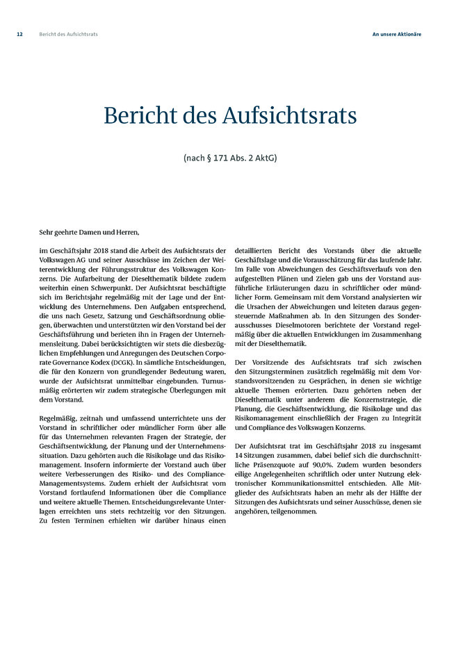 Bericht des Aufsichtsrats für das Geschäftsjahr 2018