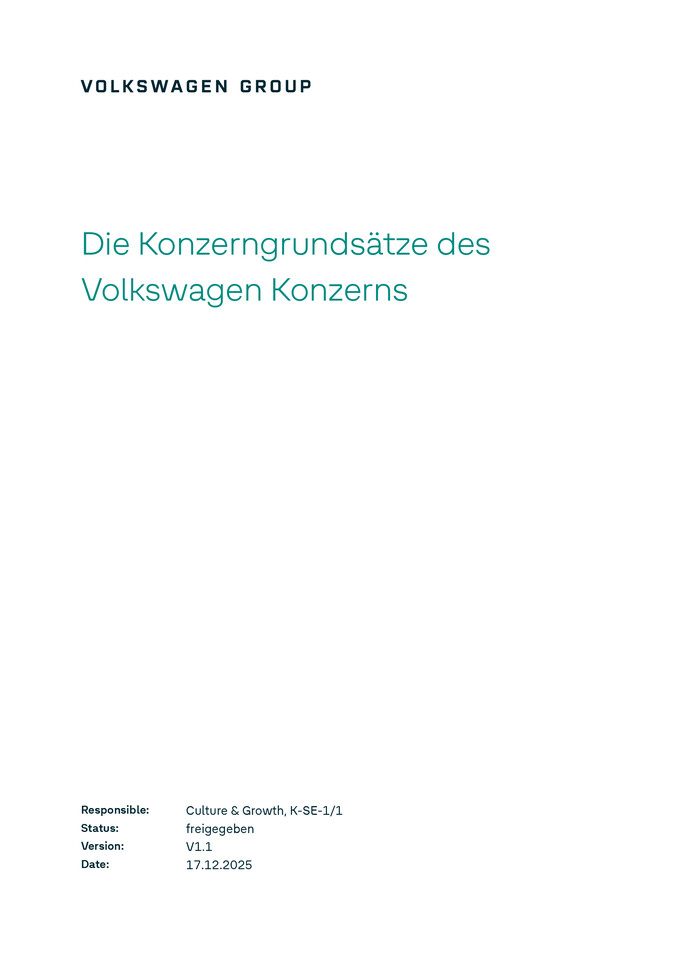Die Konzerngrundsätze des Volkswagen Konzerns
