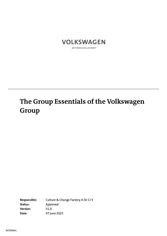 The Group Essentials of the Volkswagen Group