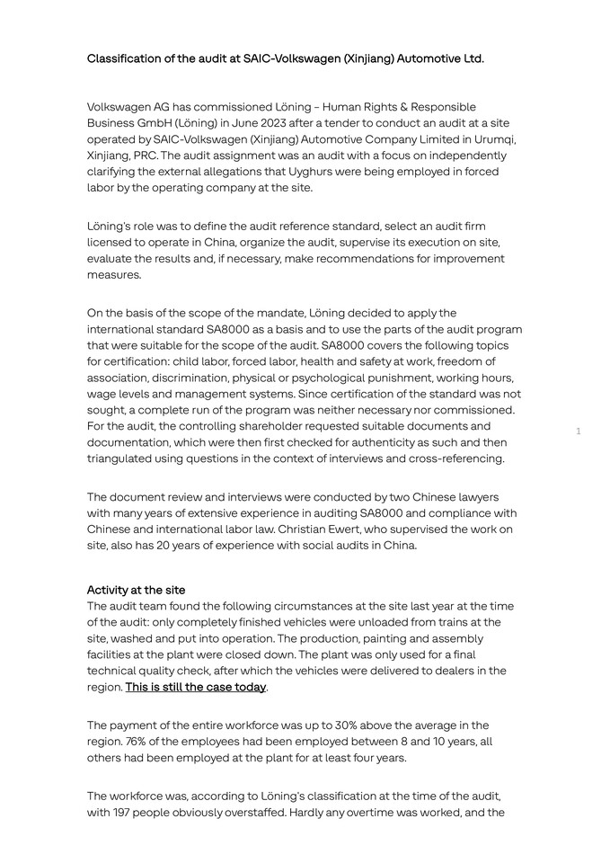 Classification of the ESG Audit (19.09.2024)