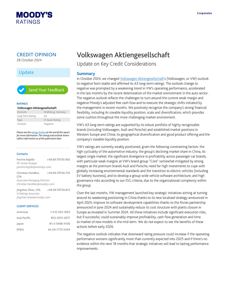 Moodys Credit Opinion Volkswagen AG 10/28/024