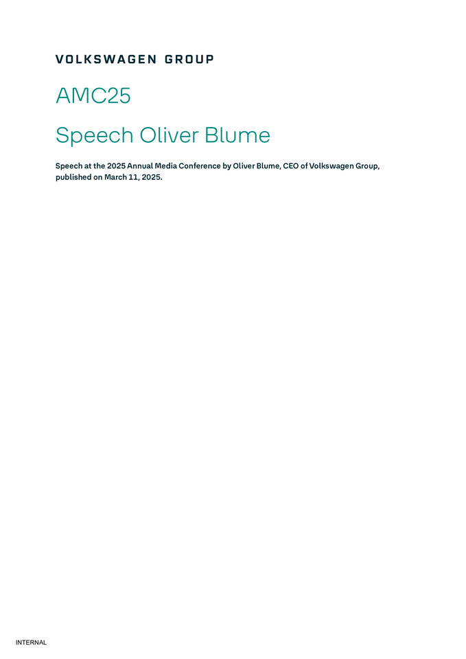 Speech at the 2025 Annual Media Conference by Oliver Blume