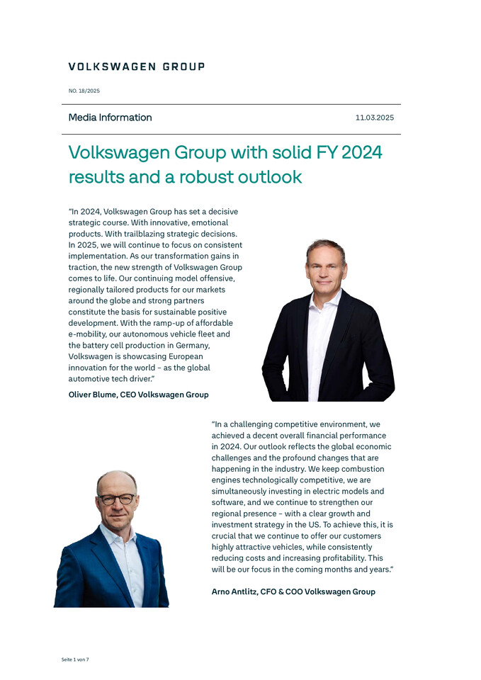 Volkswagen Group with solid FY 2024 results and a robust outlook