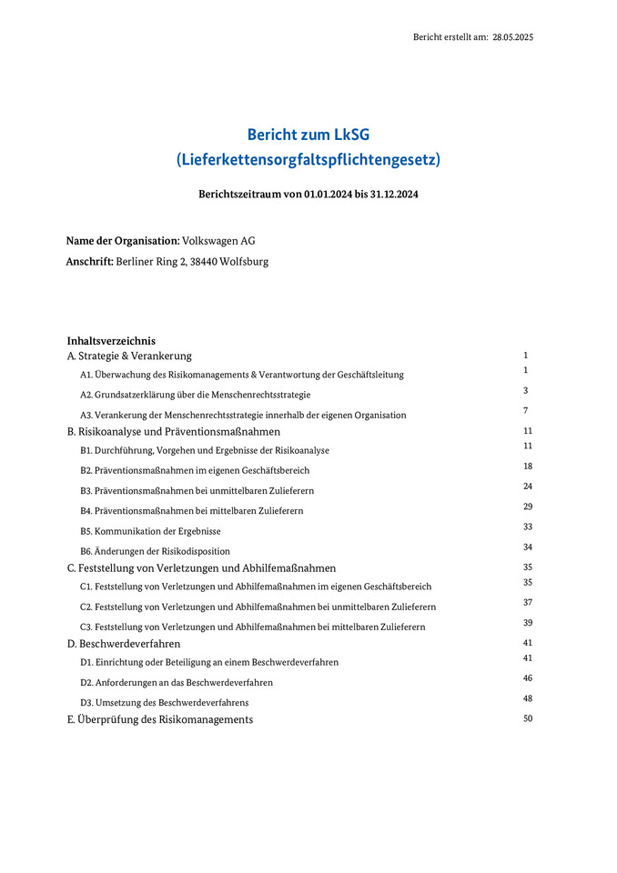 ​Report on the LkSG (Supply Chain Due Diligence Act) 2024