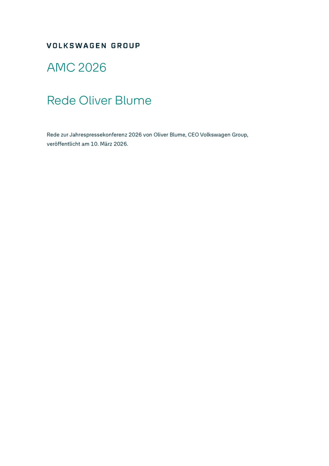 Rede zur Jahrespressekonferenz 2026 von Oliver Blume