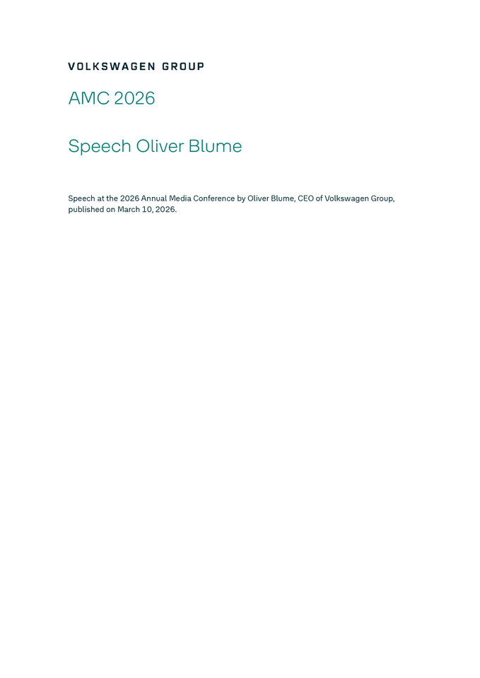 Speech at the 2026 Annual Media Conference by Oliver Blume