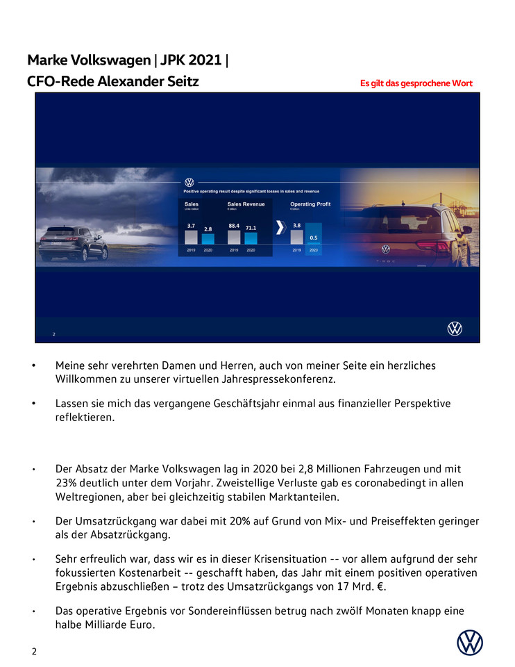 Marke Volkswagen | JPK 2021 | CFO-Rede Alexander Seitz