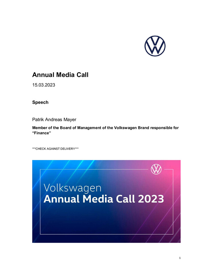 Speech CFO Patrik Andreas Mayer, Annual Media Call 2023