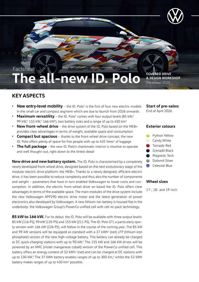 The new ID. Polo - Fact sheet