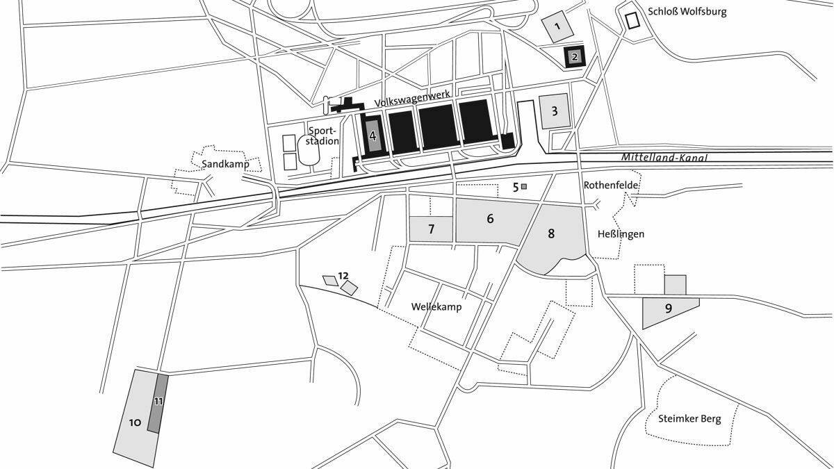 Lageplan des Konzentrationslagers auf dem Werkgelände