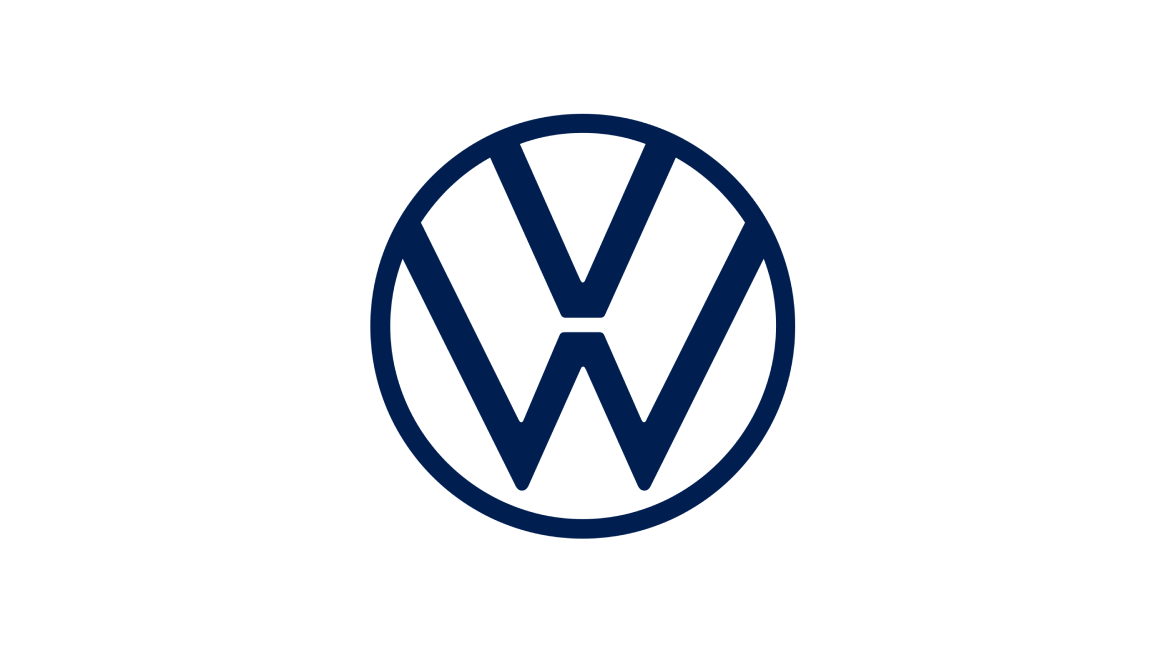 blaues VW Logo auf weißem Hintergrund