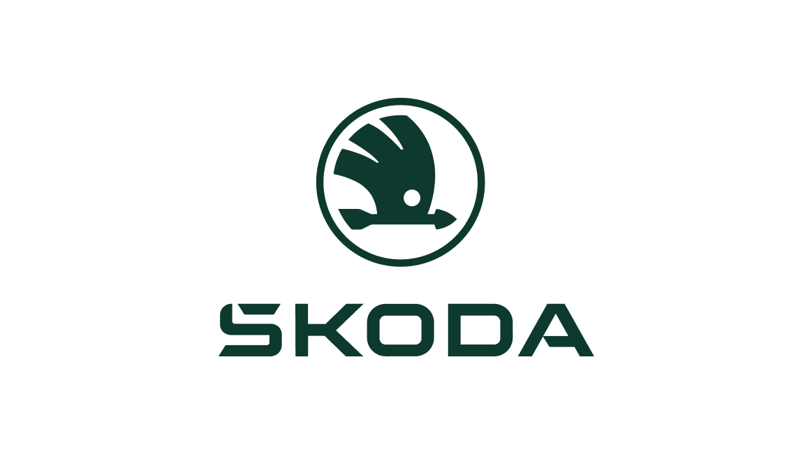 Skoda-Logo auf weißem Hintergrund