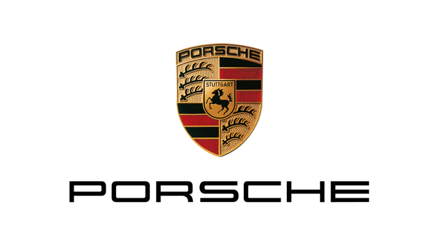 Porsche-Logo auf weißem Hintergrund