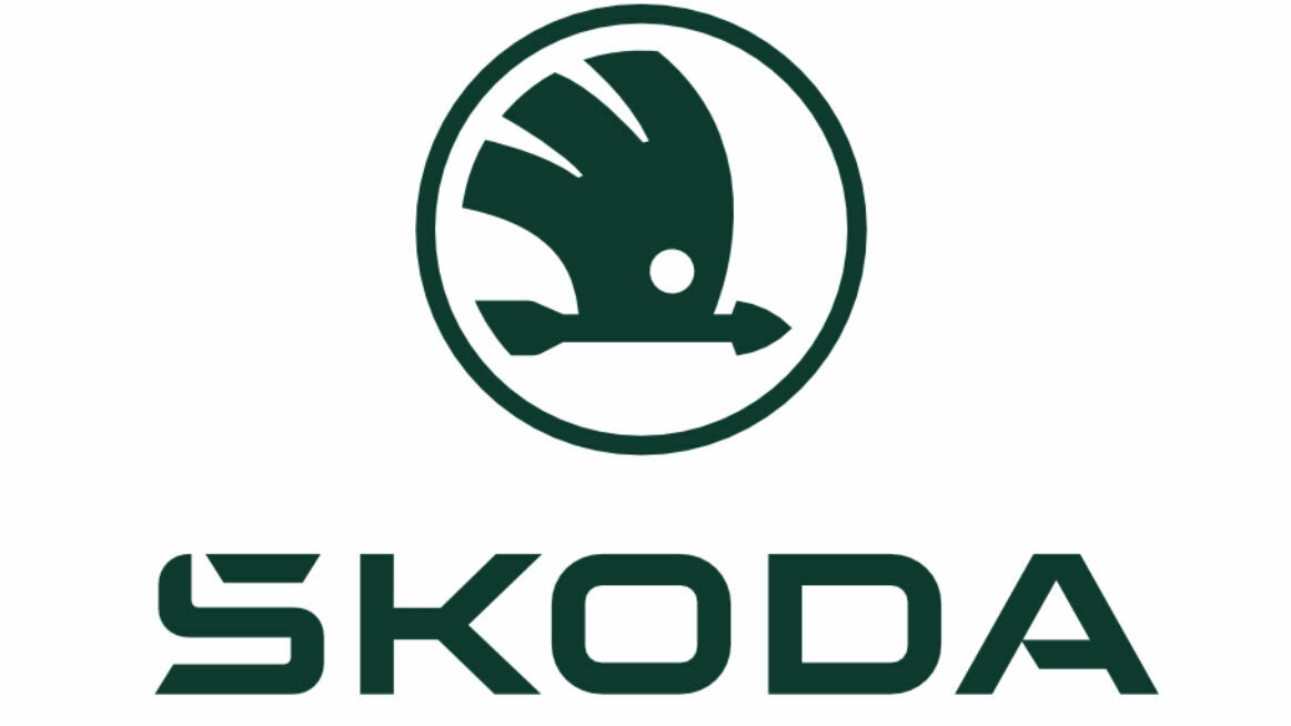 Skoda Logo auf weißem Hintergrund